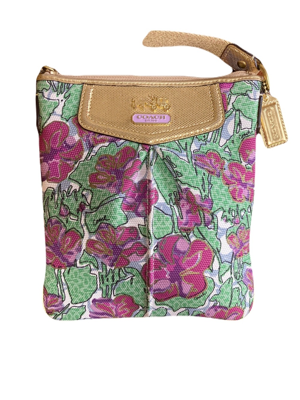 Coach Y2K Madison Floral Swingpack Crossbody Bag | Gold Trim | Style 43498 - Picture 6 of 14
